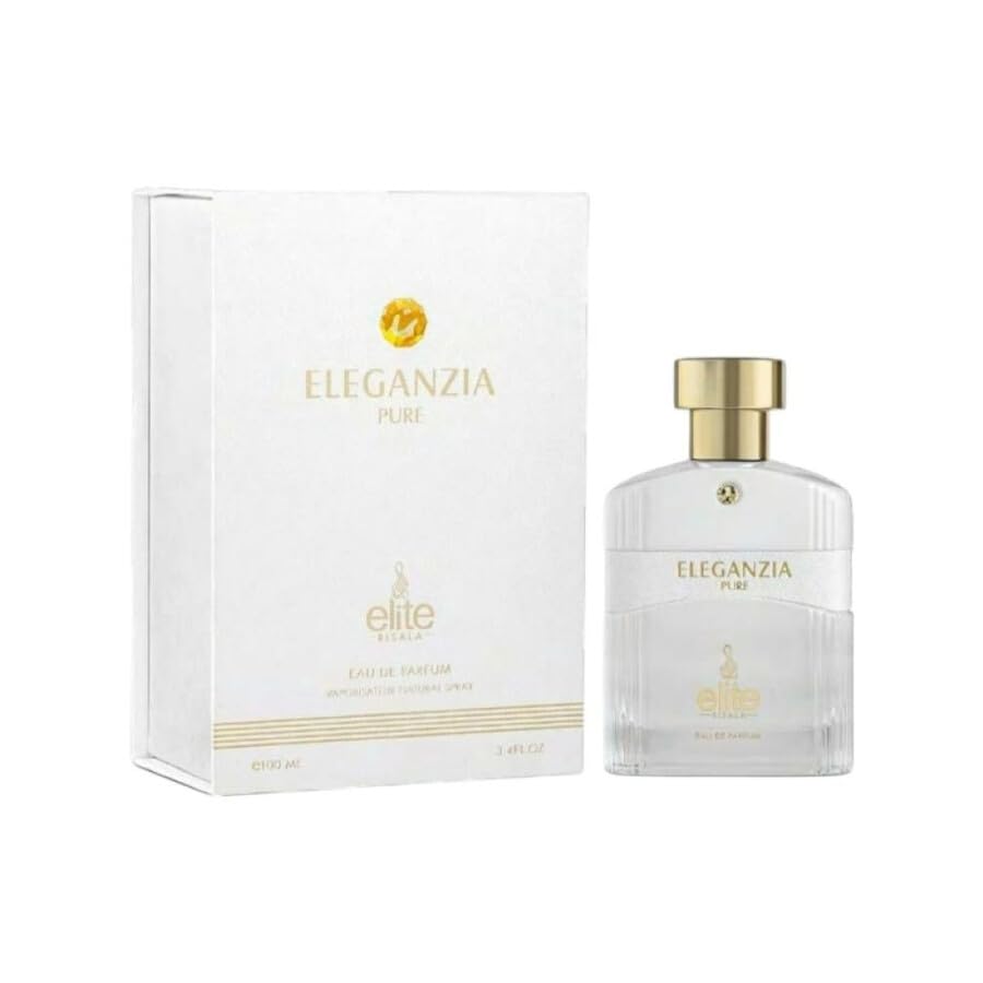 Risala Elite Eleganzia Pure Eau de Parfum Unisex, Citrus Aromatic Fragrance with Green Tea Blackcurrant Musk and Sandalwood, 3.4 oz Spray