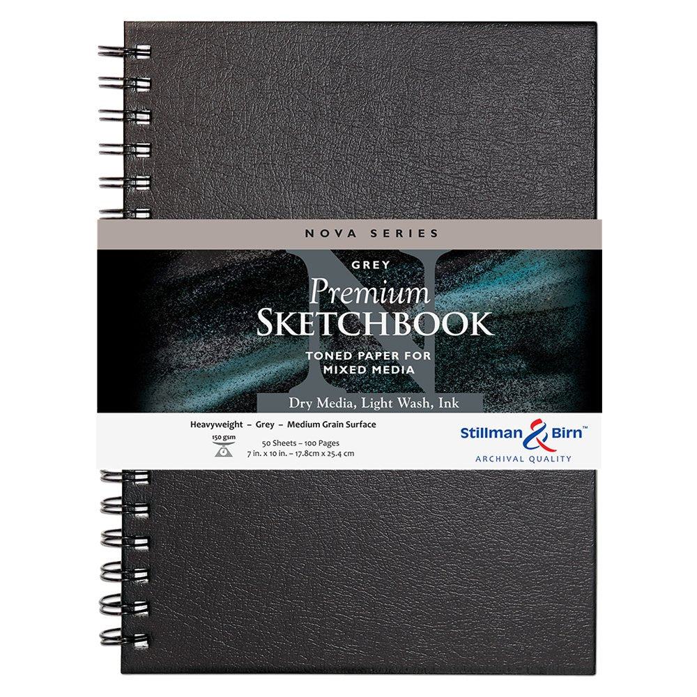 Serie Nova de Stillman & Birn: cuaderno de bocetos encuadernado con alambre, formato vertical, 7 x 10, papel gris de 150 g/m²