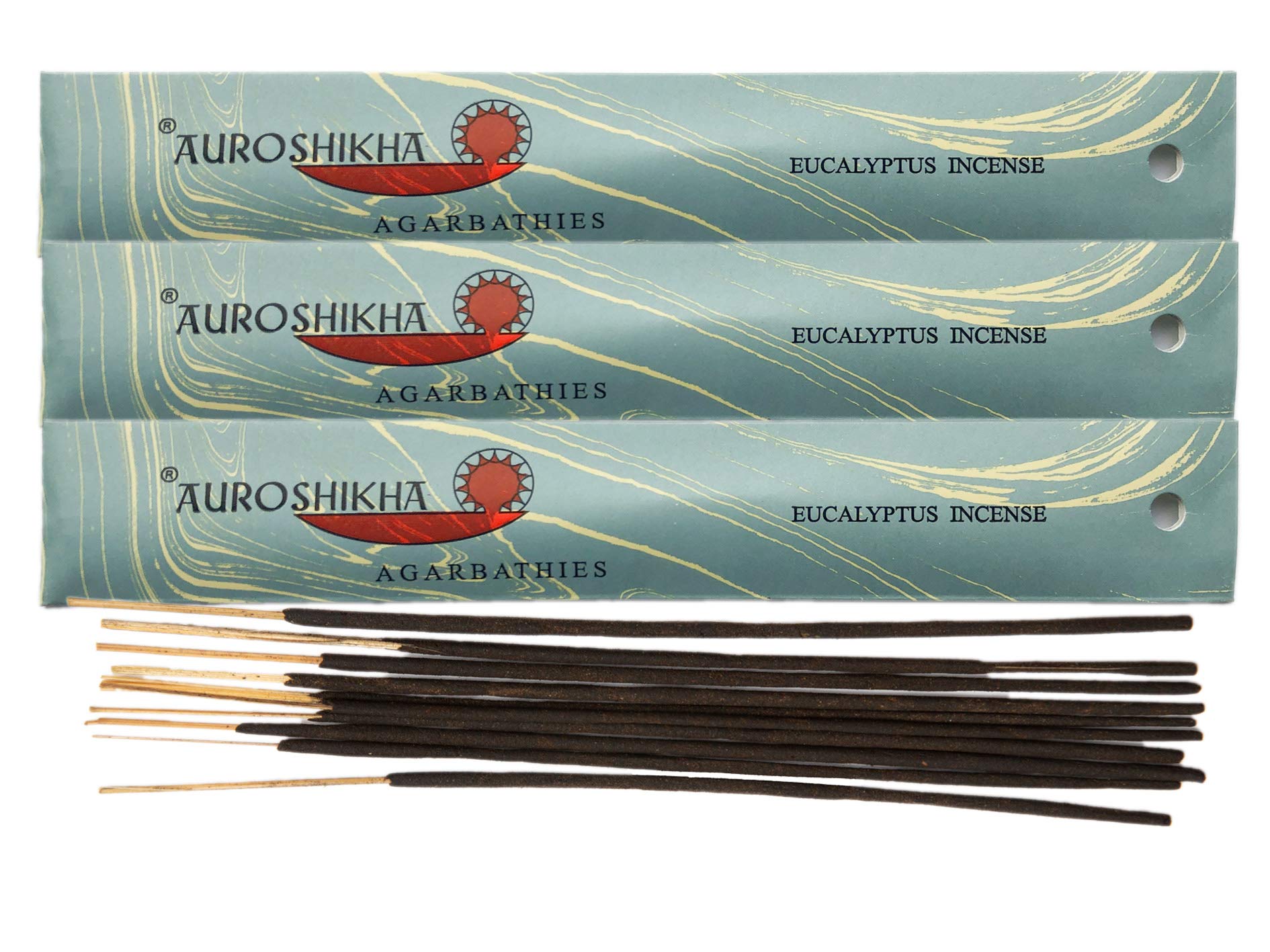 (Paquete de 3) Incienso de eucalipto Auroshikha 10 varillas