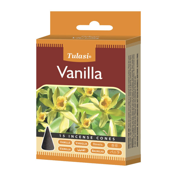 Tulasi Classic Incense Cones, Vanilla - 15 Count Pack