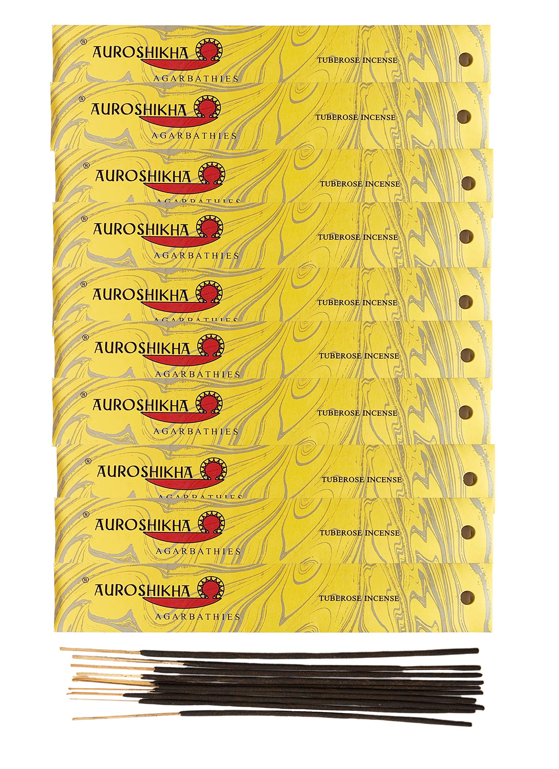 (Paquete de 10) Incienso de nardo Auroshikha, 10 varillas