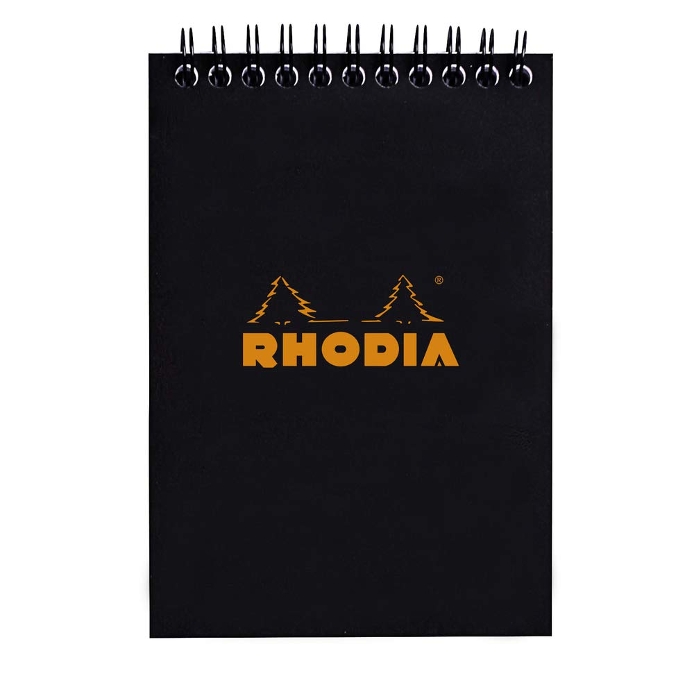 Bloc de notas de espiral Rhodia - Gráfico 80 hojas - 4 x 6 - Tapa negra