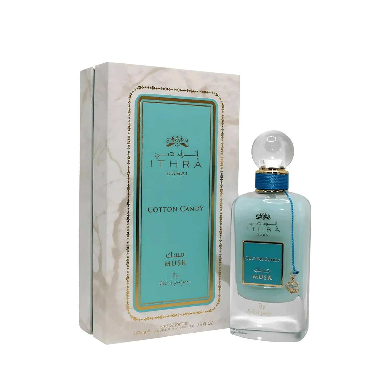 Ard Al Zaafaran Ithra Dubai Cotton Candy Musk Eau de Parfum Spray para mujer, 3,4 fl oz (100 ml)