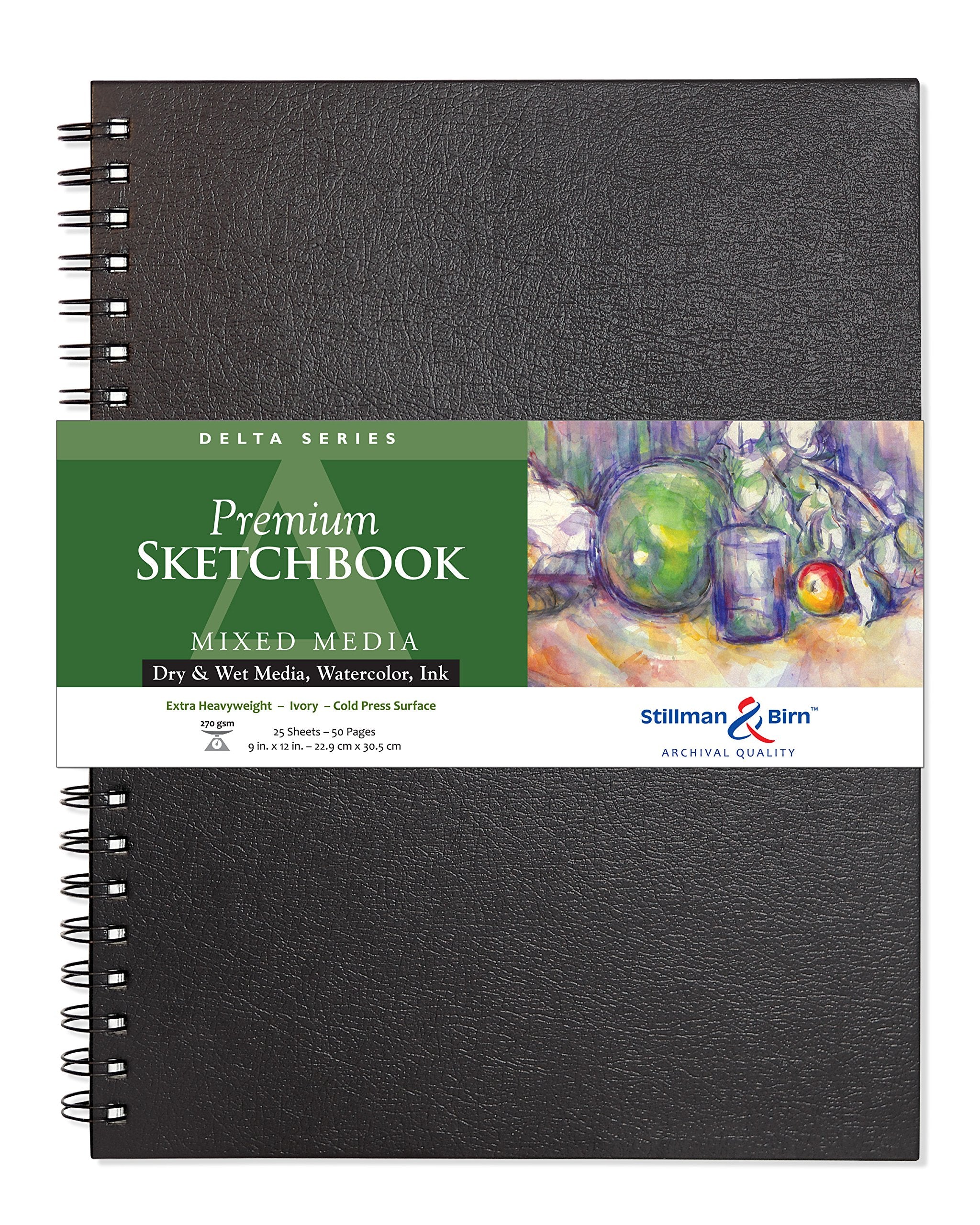 Serie Delta de Stillman & Birn: cuaderno de bocetos encuadernado con alambre, vertical, 9 x 12, papel marfil de 270 g/m²