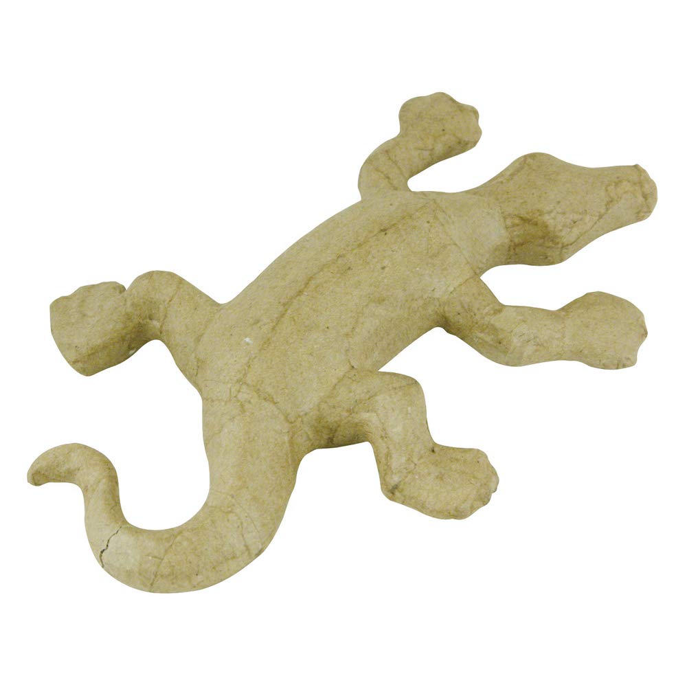 Figuras de animales pequeños de papel maché con decoración de decopatch: de 4 1/2 a 5 pulgadas: salamandra