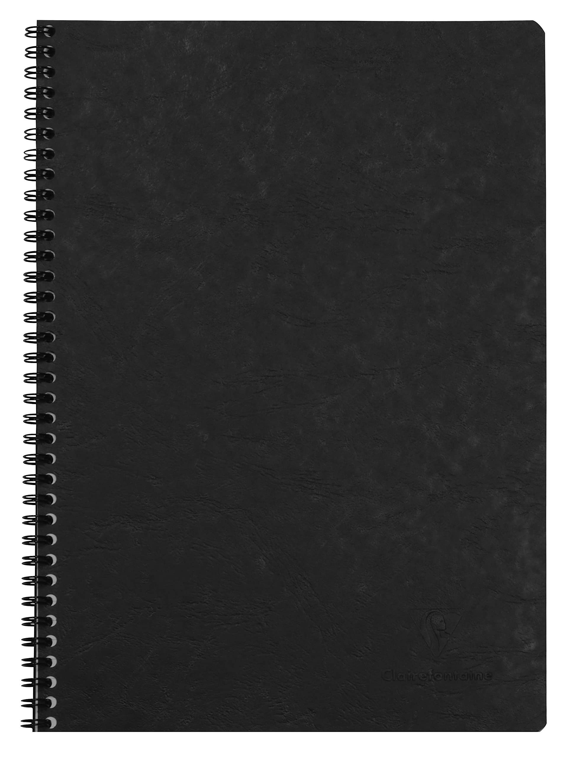 Cuaderno básico Clairefontaine con espiral, con rayas y márgenes, 50 hojas, 8 1/4 x 11 3/4, color negro