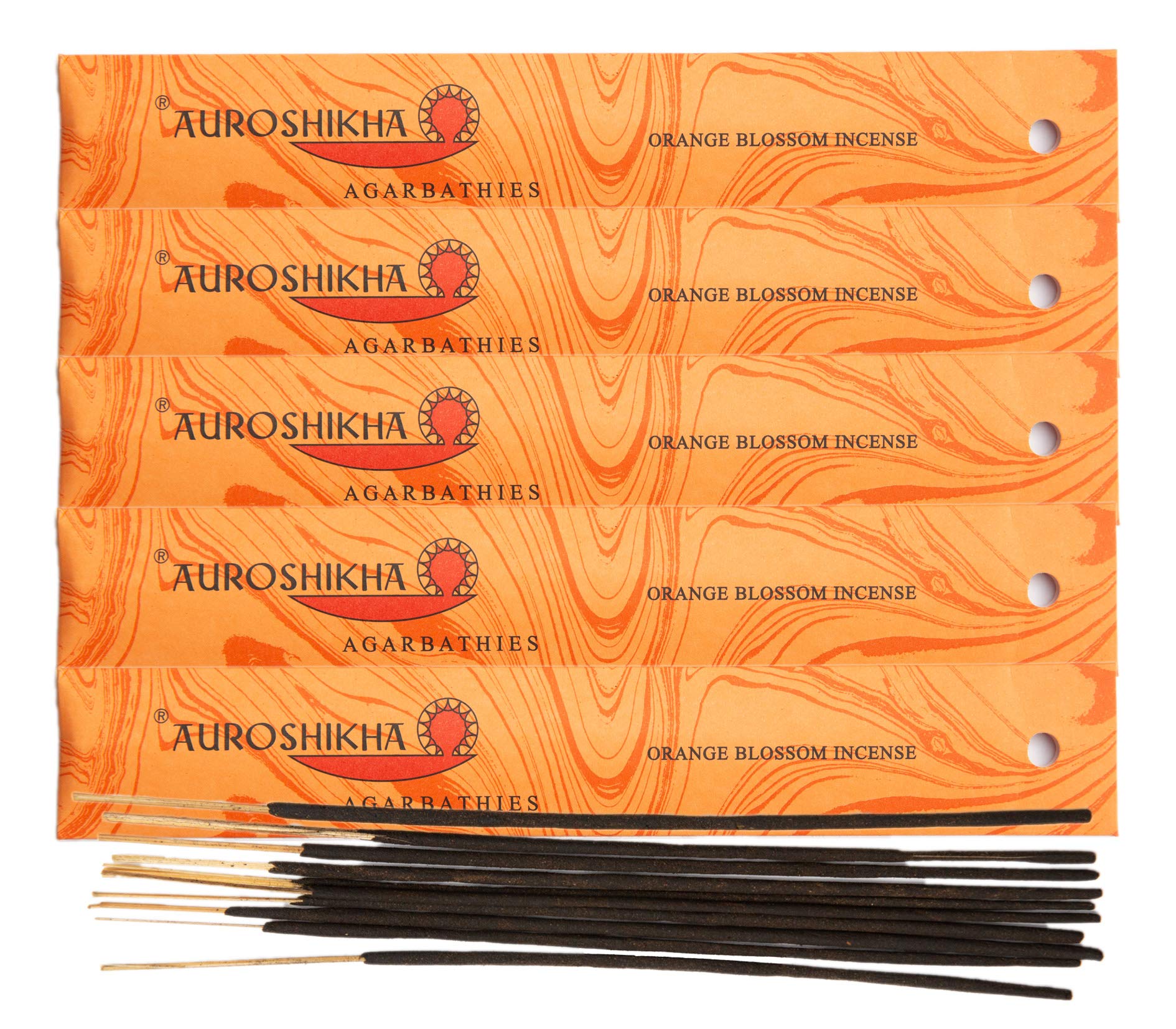 (Paquete de 5) Incienso Auroshikha de flor de naranja, 10 varillas