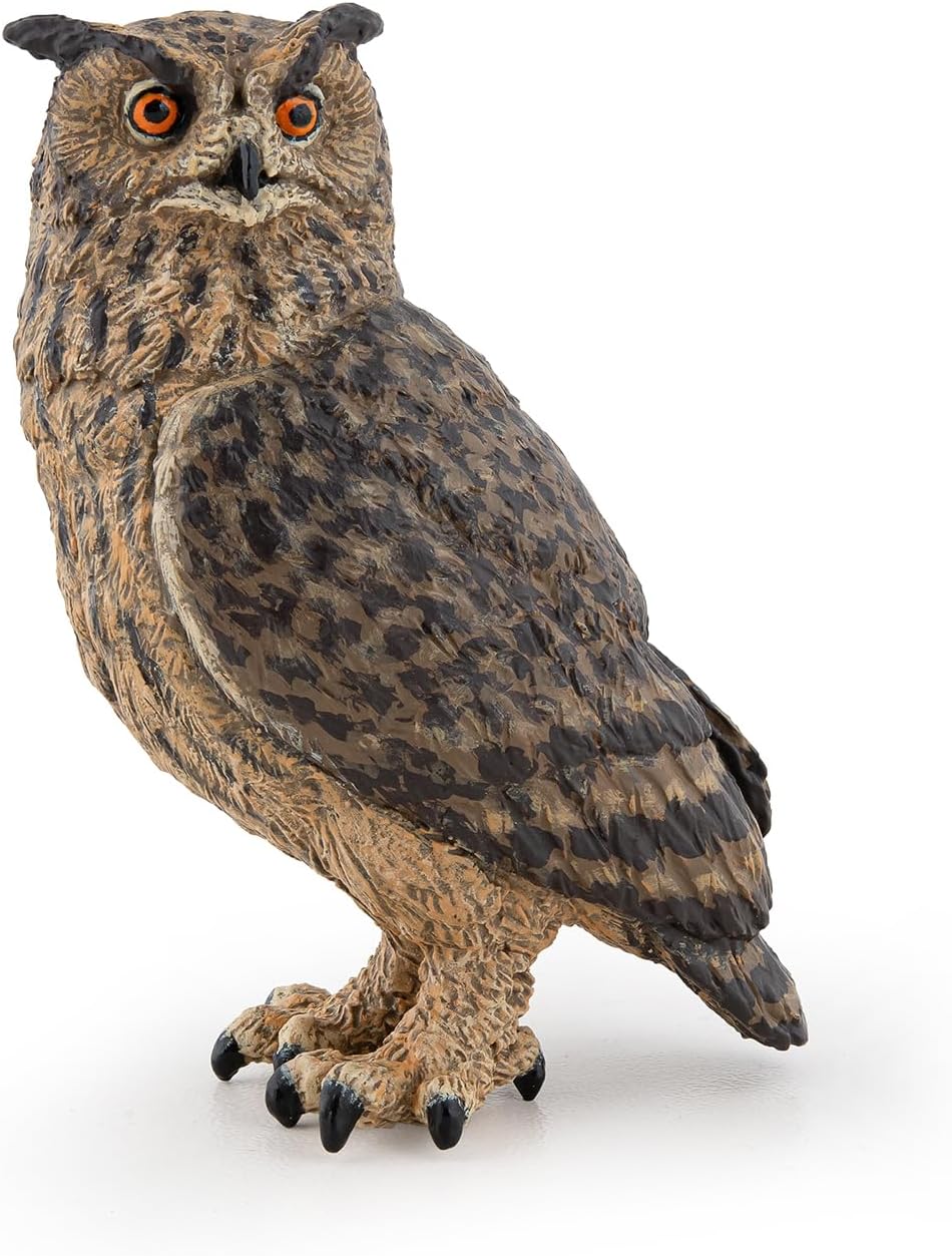 Papo Great Horned Owl Hand Painted Figurine - Heirloom Quality Collectible (60305)