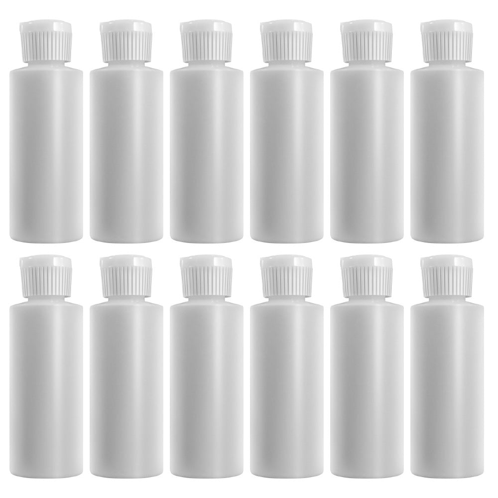 Bouteilles cylindriques en plastique de 4 oz avec bec verseur à couvercle rabattable, paquet de 12
