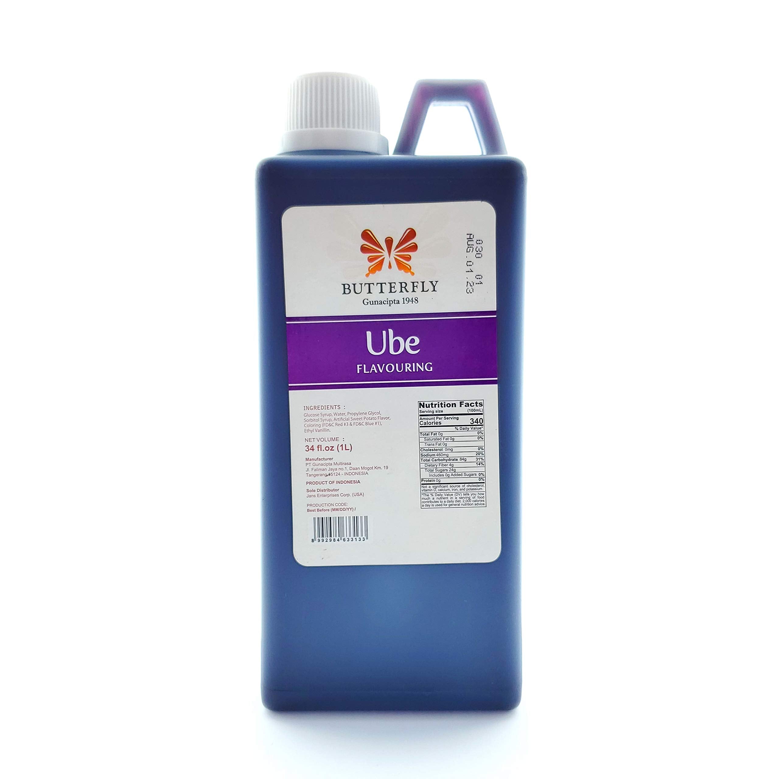 Extracto de sabor a ñame morado de ube, tamaño para restaurante, de Butterfly, 1 litro, 34 onzas líquidas