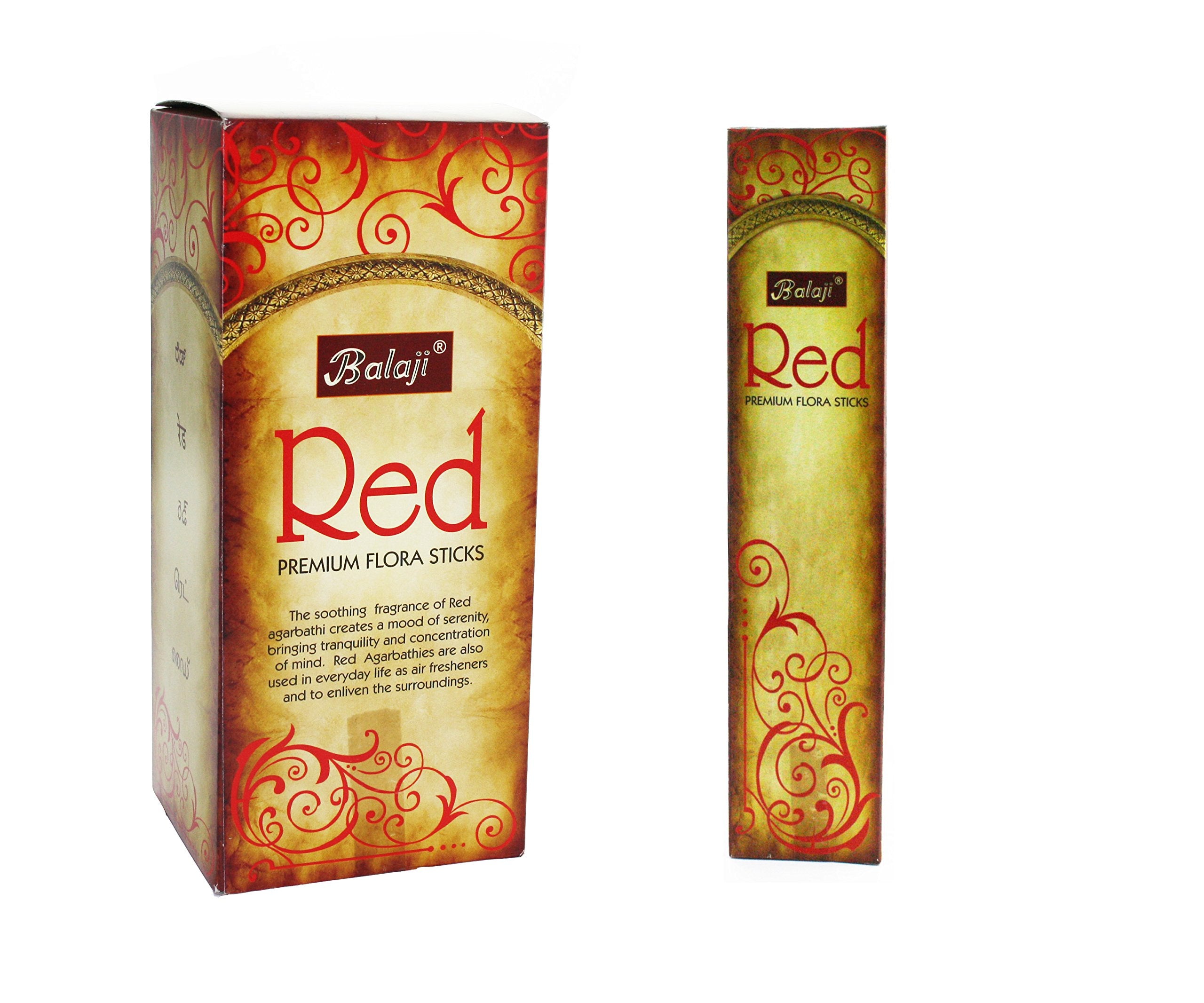 Balaji Red Premium Flora Incense Sticks 12 x 15 grams (Dozen Pack)