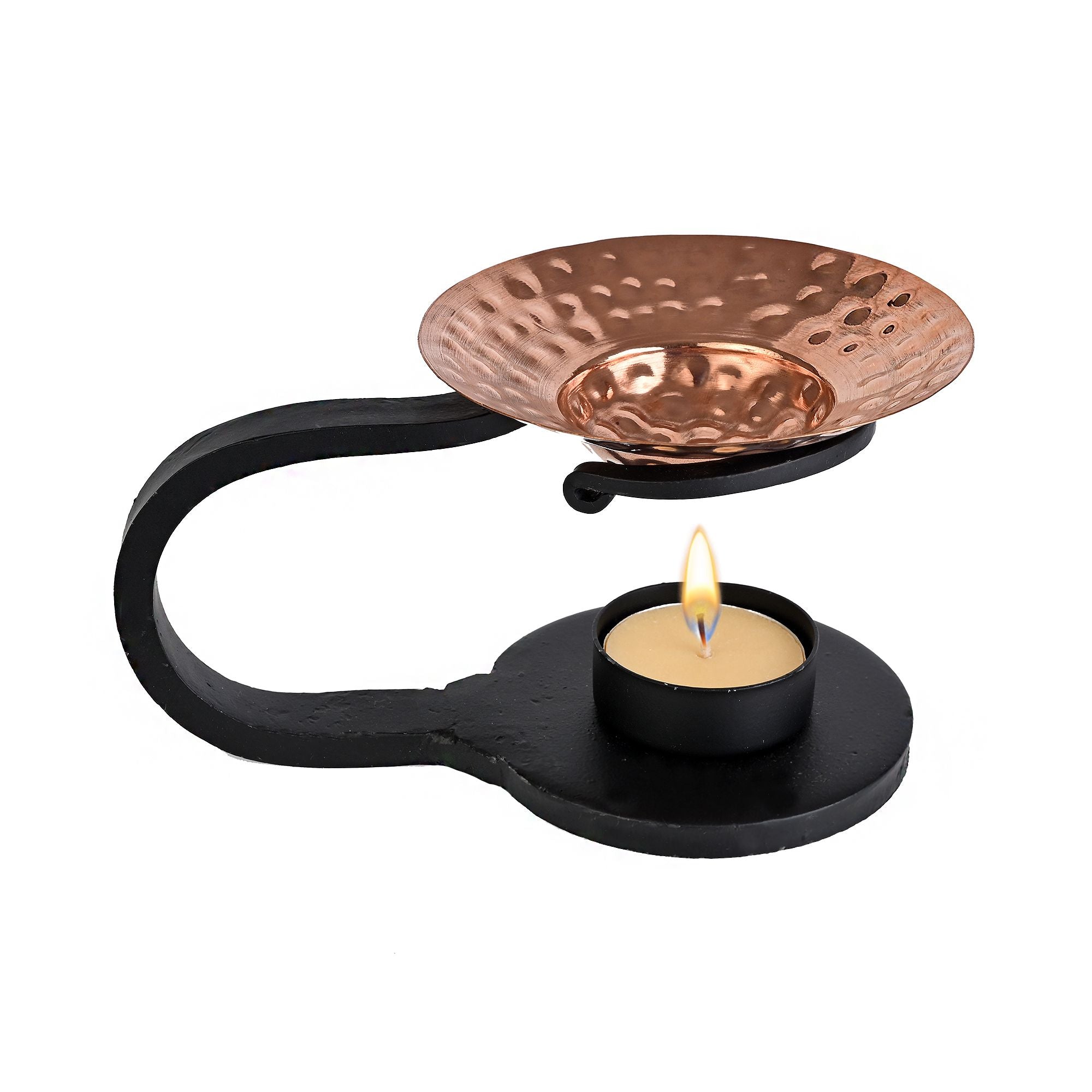 Difusor de aroma con quemador de aceite esencial de hierro y cobre - Quemador de resina - Altura de 4 pulgadas
