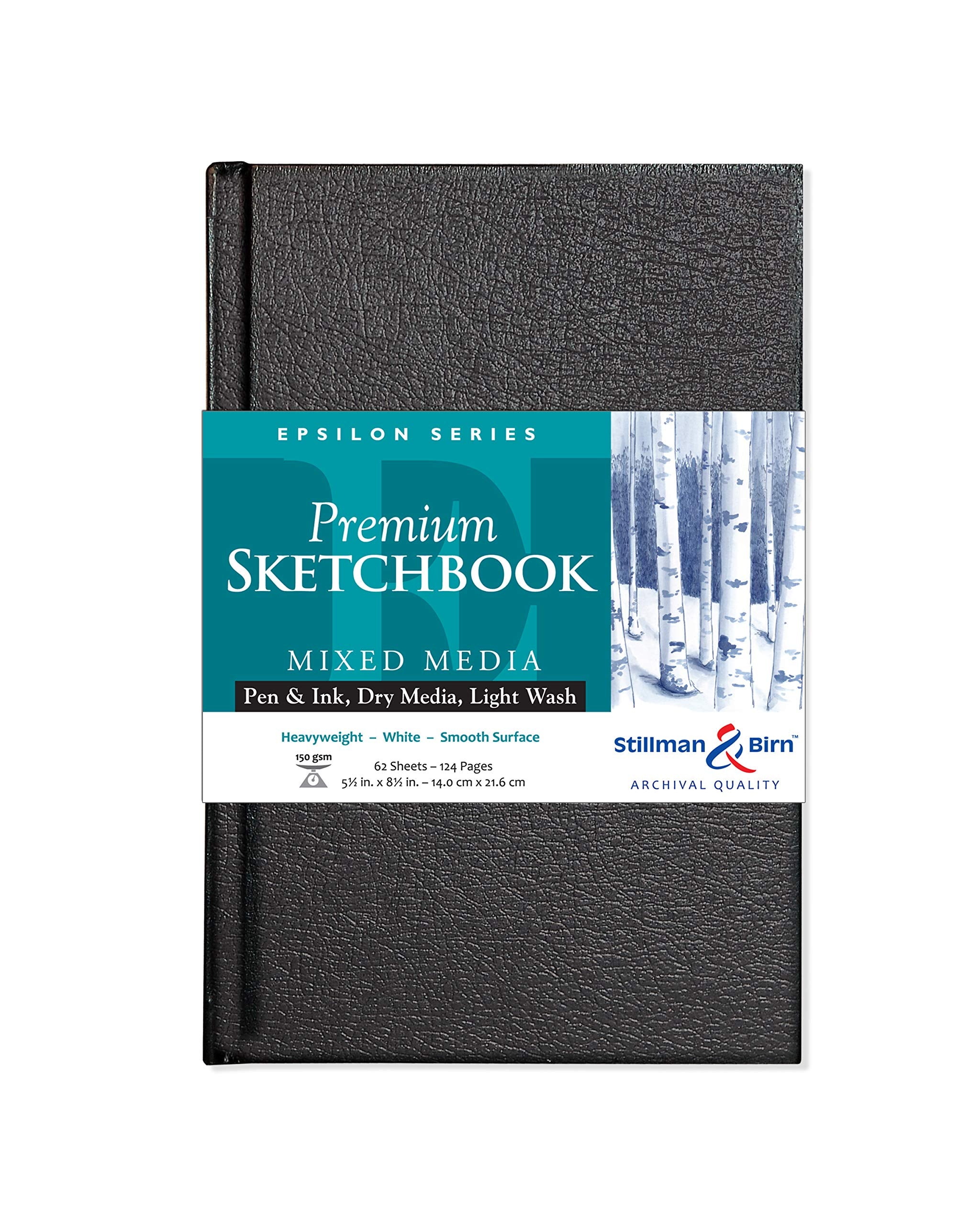 Serie Epsilon de Stillman & Birn: cuaderno de bocetos de tapa dura, vertical, 5 x 8, papel blanco de 150 g/m²