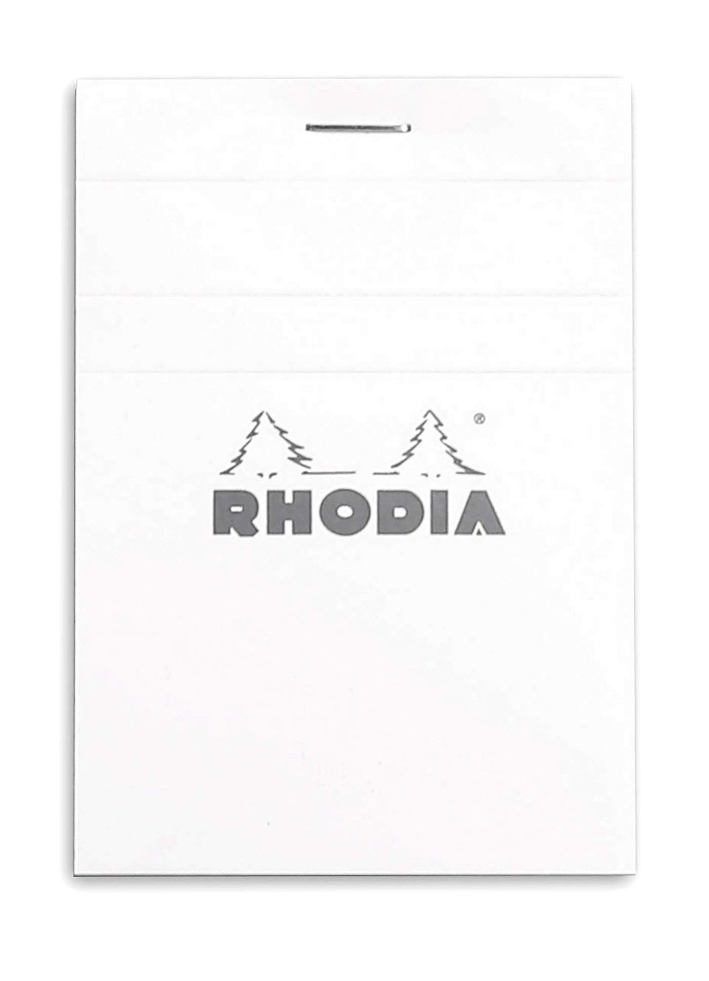 Bloc de notas Rhodia con grapas, con rayas, 80 hojas, 3 x 4, tapa blanca