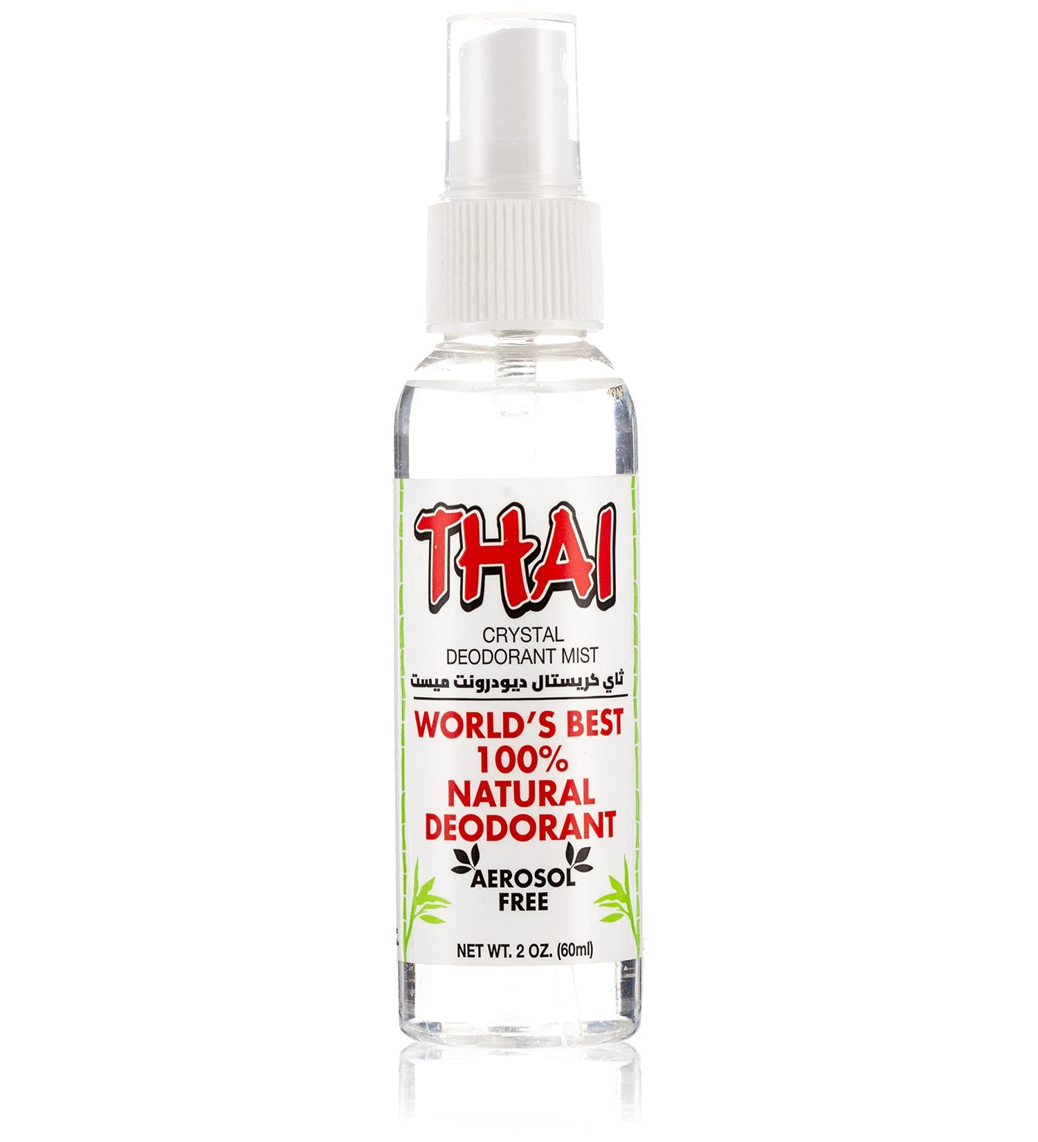 Thai Travel Sized Crystal Mist Deodorant Body Spray, Unscented, 2 Fl Oz