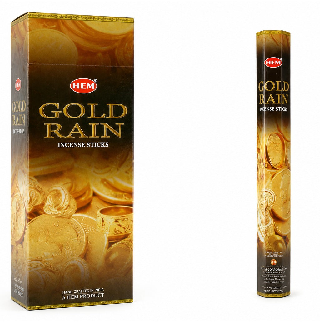 Incienso Hem Gold Rain, caja de 120 varillas