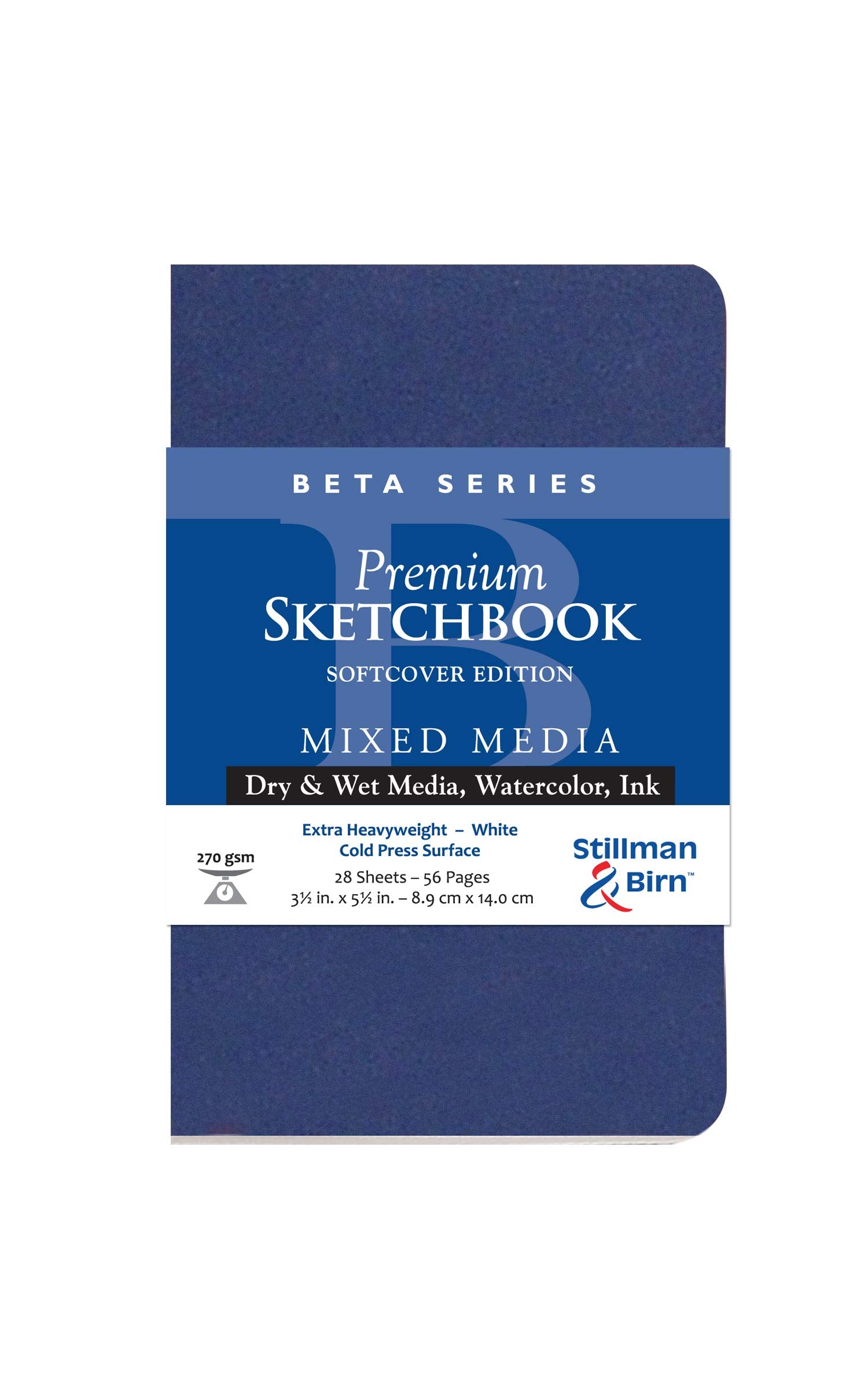 Cuaderno de bocetos de tapa blanda de la serie Beta de Stillman & Birn, formato vertical de 3 x 5, papel blanco de 270 g/m²
