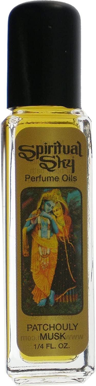 Aceite aromático de almizcle y pachulí de Spiritual Sky, botella de 1/4 onza