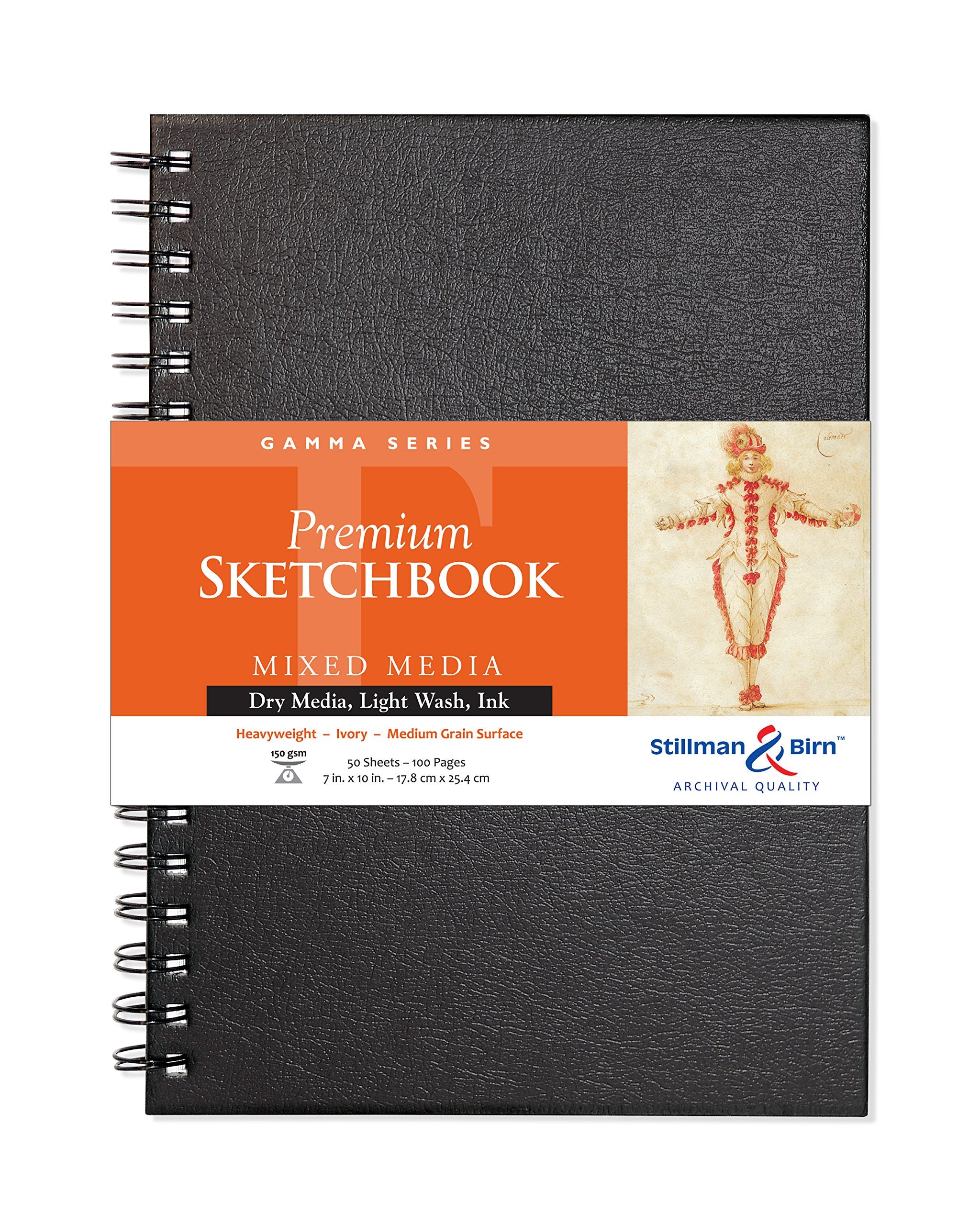 Serie Gamma de Stillman & Birn: cuaderno de bocetos encuadernado con alambre, formato vertical, 7 x 10, papel marfil de 150 g/m²