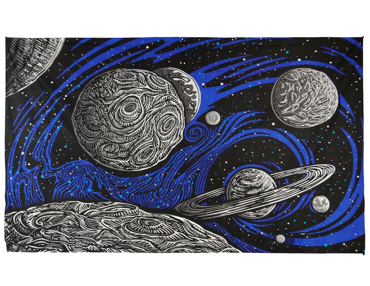 Mini tapiz para colgar en la pared, diseño de espacio exterior galáctico, planetario, psicodélico, 30 x 45 pulgadas, Sunshine Joy