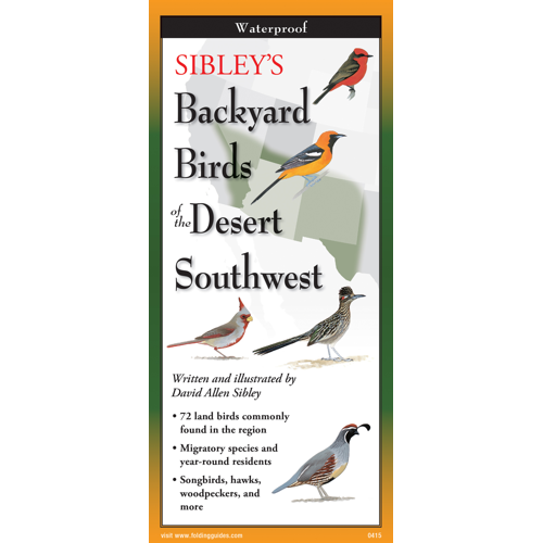 Earth Sky + Water FoldingGuide - Sibley's Backyard Birds of the Desert Southwest - 10 Panel Foldable Laminated Nature Identification Guide
