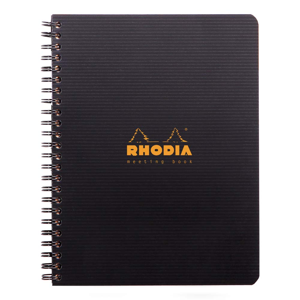 Libro de reuniones Rhodia Rhodiactive, papel de 90 g, rayado, 80 hojas, 6 1/2 x 8 1/4, tapa negra