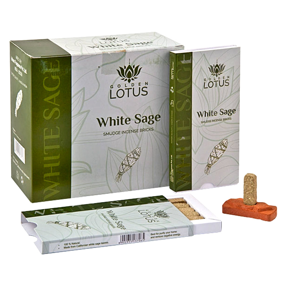 Ladrillos de incienso para difuminar de loto dorado, caja a granel de 180 ladrillos, salvia blanca
