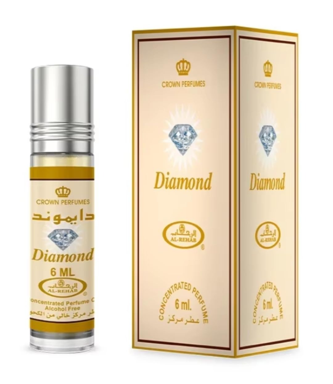 Perfume concentrado en roll-on Al Rehab Diamond para mujer, 6 ml