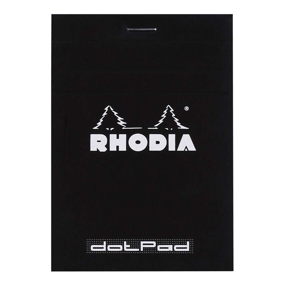 Bloc-notes agrafé Rhodia - Grille à points 80 feuilles - 3 3/8 x 4 3/4 - Couverture noire