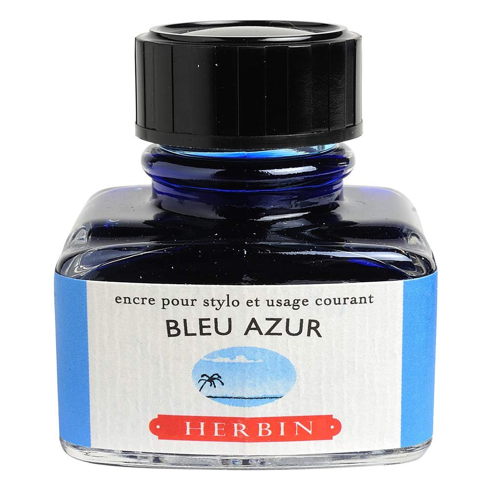 Encre pour stylo plume Herbin - Flacon de 30 ml - Bleu Azur