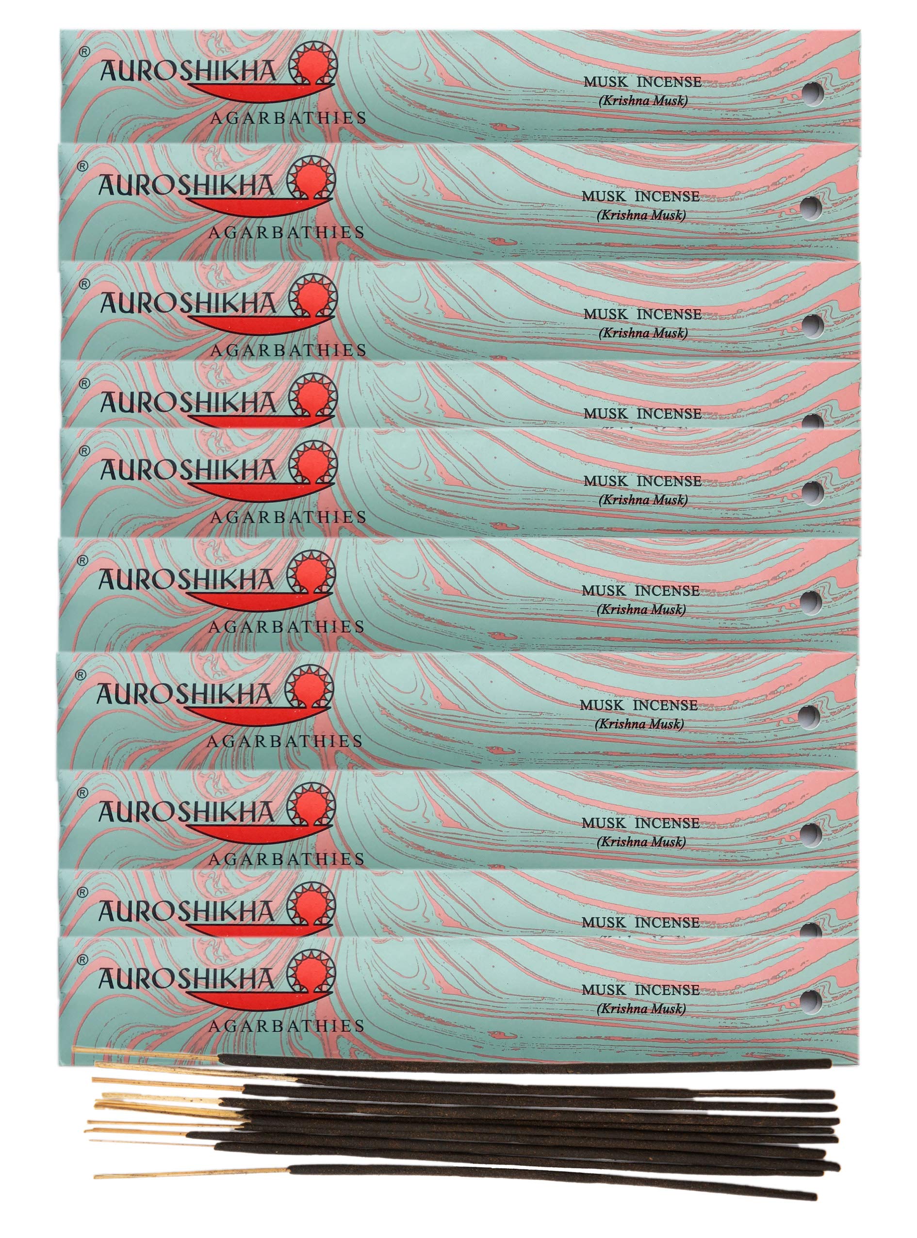(Paquete de 10) Incienso de almizcle Auroshikha, 10 varillas