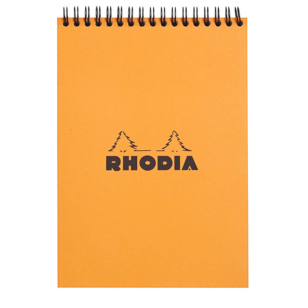 Bloc de notas de espiral Rhodia, con líneas, 80 hojas, 6 x 8 1/4, tapa naranja