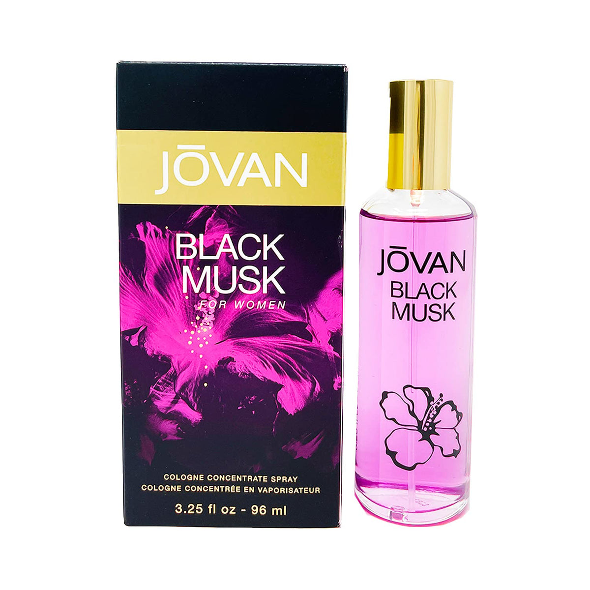 Jovan Black Musk Cologne Concentrate Spray for Women, Floral Woody Musk, 3.25 Oz