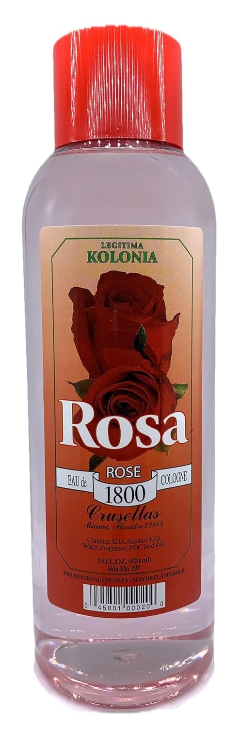 Crusellas Legitima Agua de Kolonia 1800 Rose (Rosa) Splash Cologne 33 Fl Oz