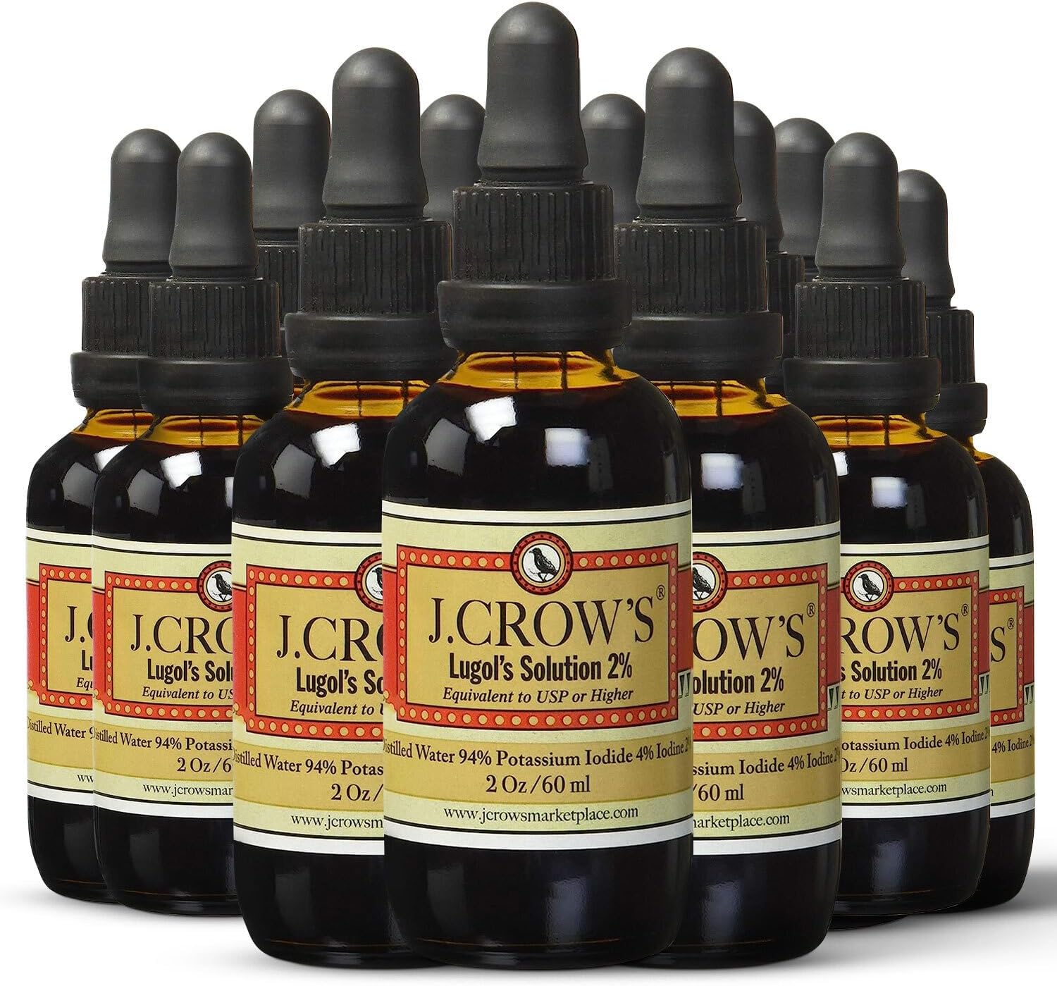 J.CROW'S Lugol's Solution of Iodine 2% 2 oz (12 Bottles)