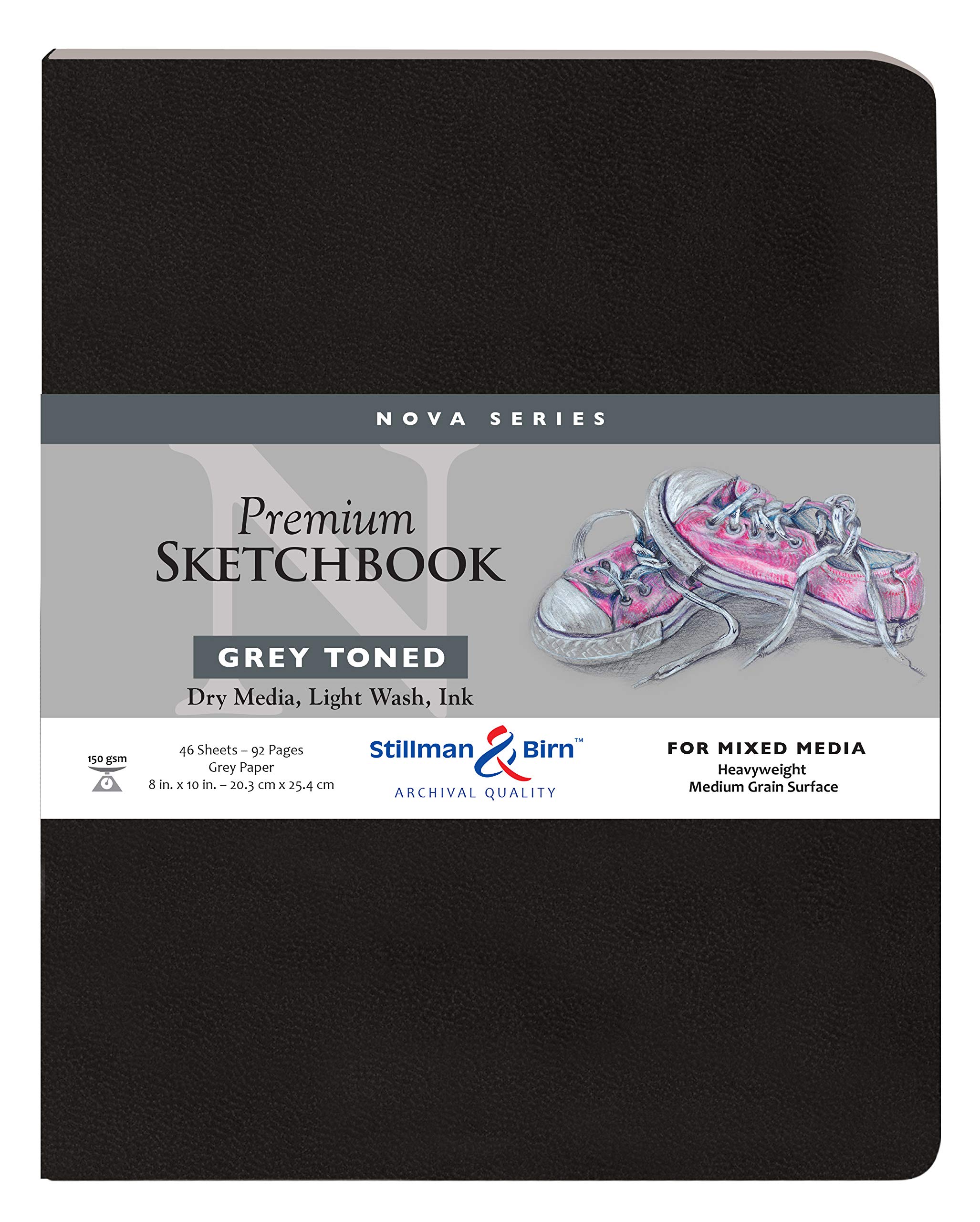 Serie Nova de Stillman & Birn: cuaderno de bocetos de tapa blanda, formato vertical, 8 x 10, papel gris de 150 g/m²