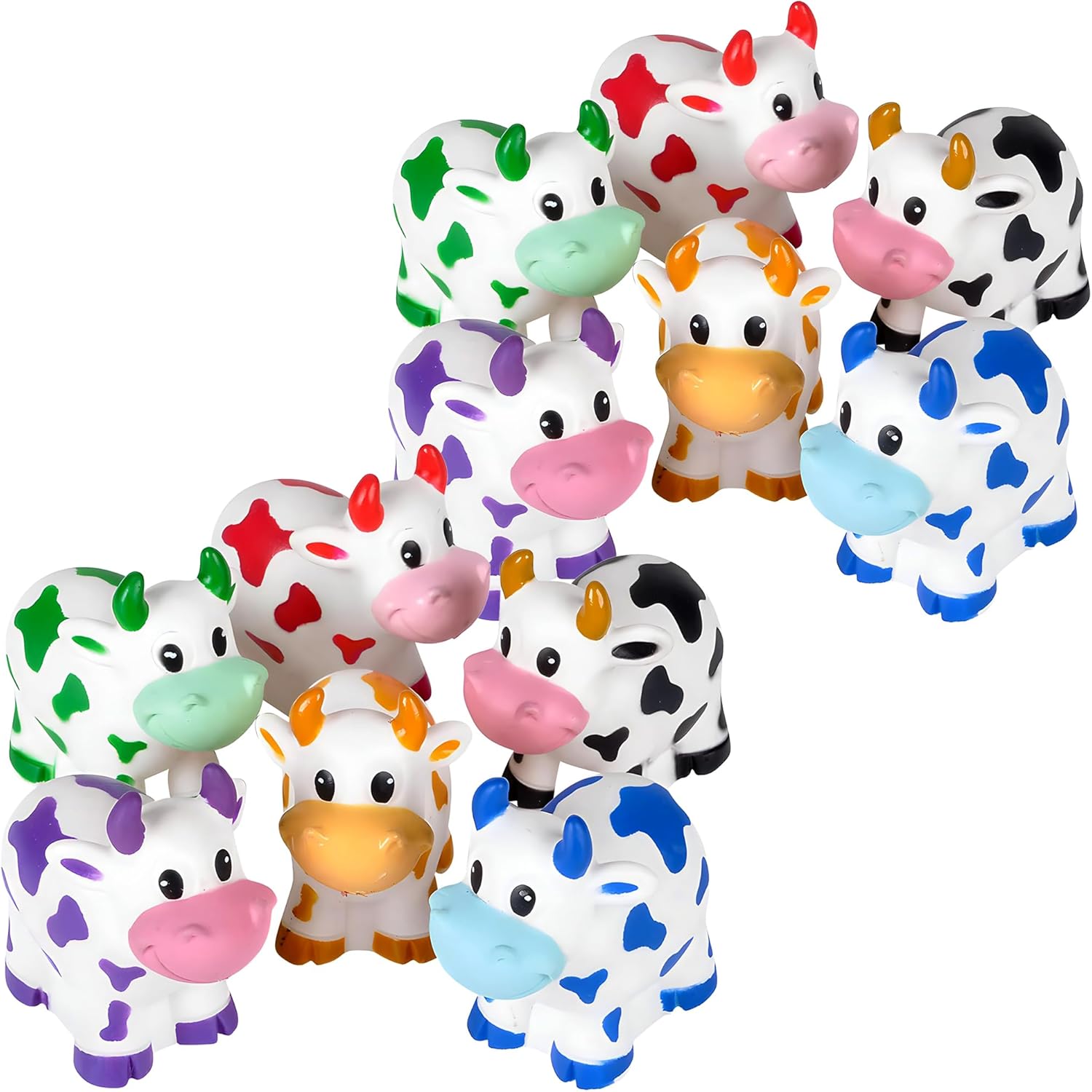 Rhode Island Novelty 2-Inch Water Squirting Cow Toys, Assorted Colors, 12 Pack
