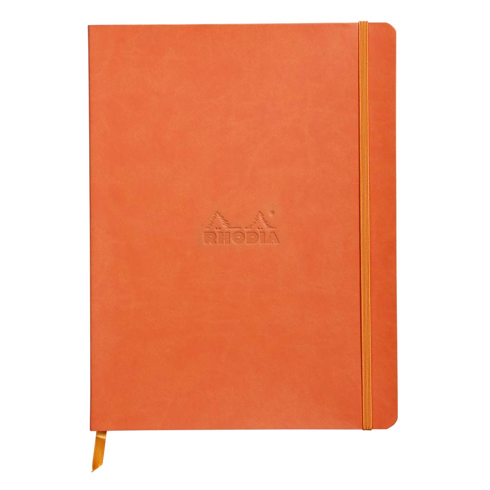 Rhodia Rhodiarama Softcover Notebook - 80 Lined Sheets - 9 3/4 x 7 1/2 - Tangerine