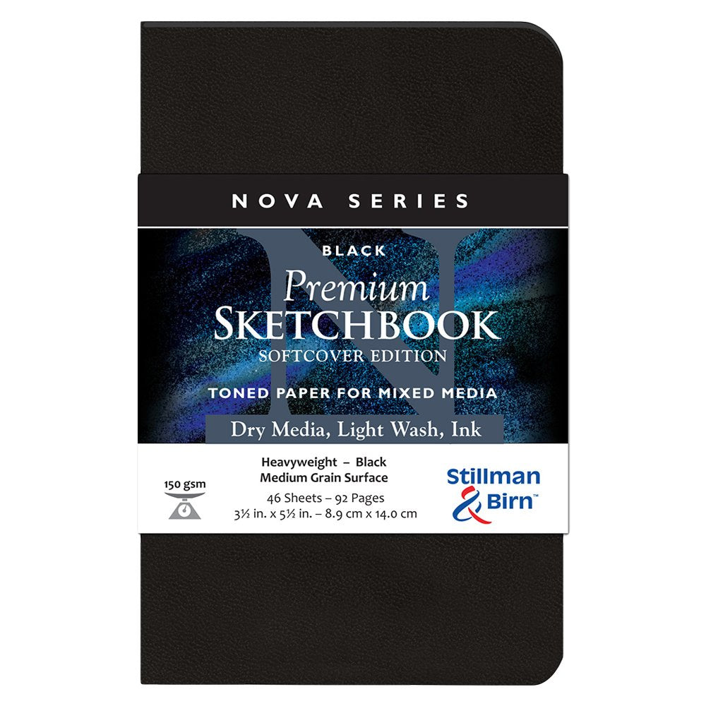 Serie Nova de Stillman & Birn: cuaderno de bocetos de tapa blanda, formato vertical de 3 x 5, papel negro de 150 g/m²