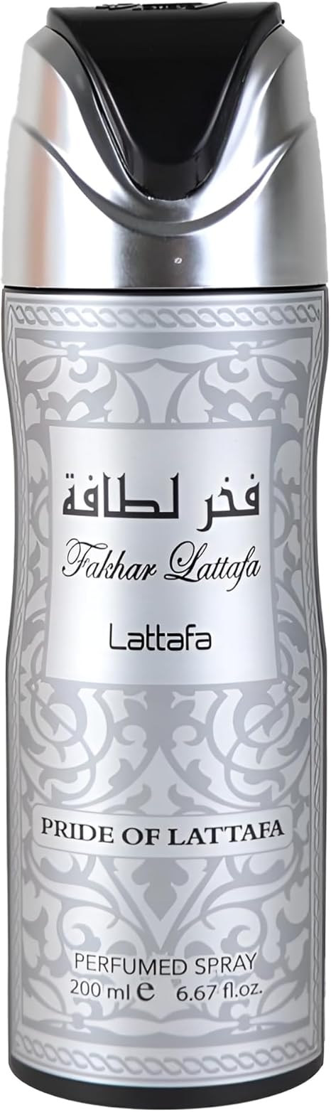 Lattafa Fakhar Silver Perfumed Body Spray 6.7 Ounce (200 ml)