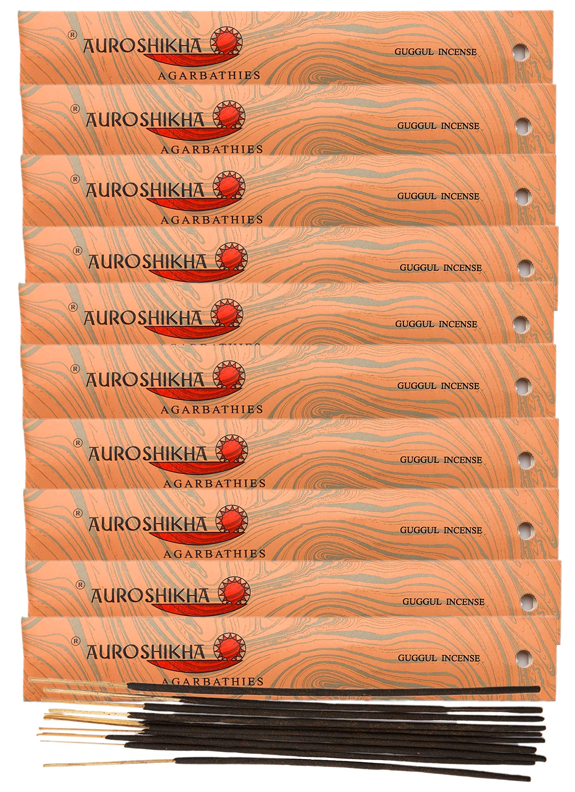 (Paquete de 10) Incienso Auroshikha Guggul 10 varillas