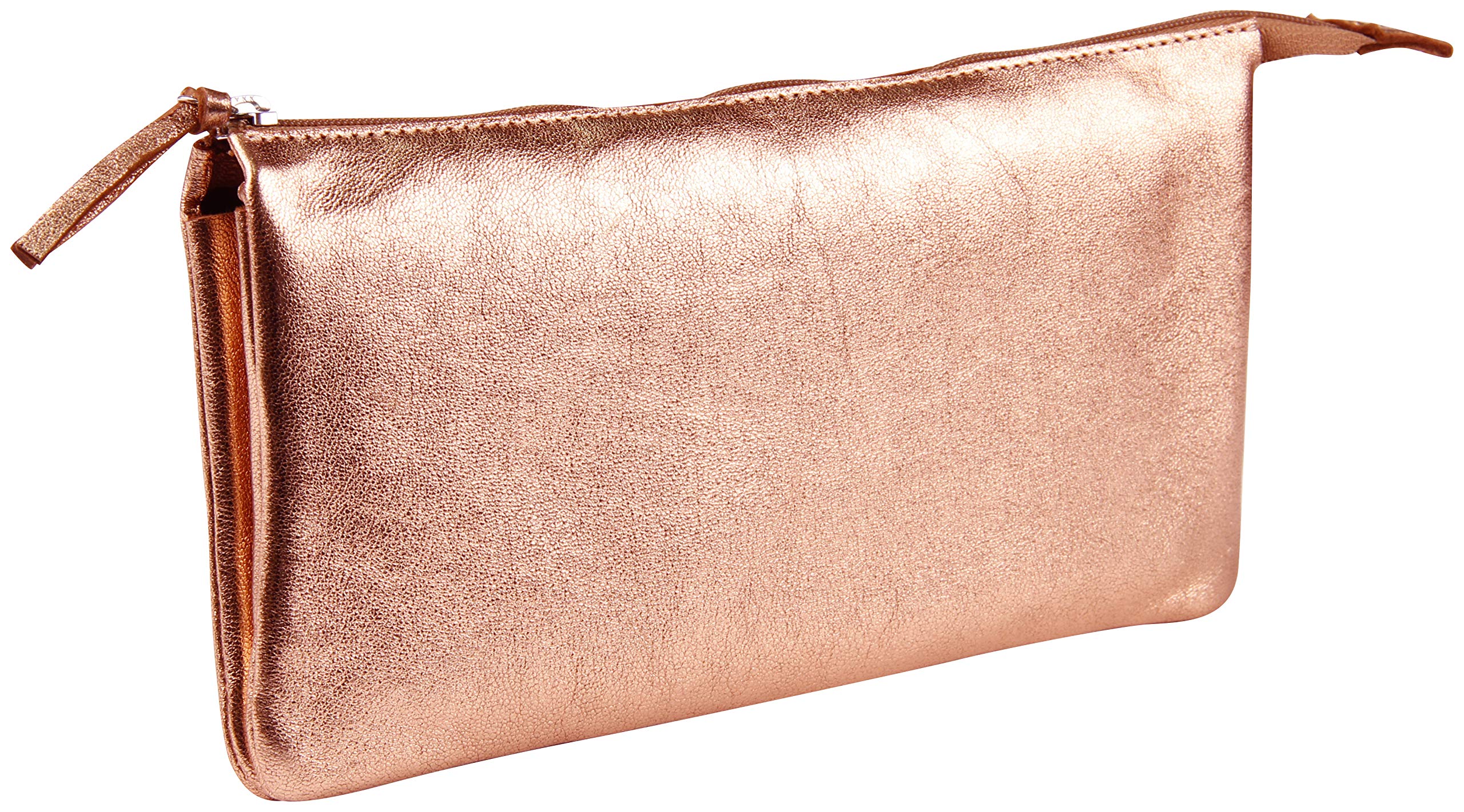 Clairefontaine Cuiris - Cartera de piel plana grande con 2 compartimentos - 4 1/3 x 8 2/3 - Cobre