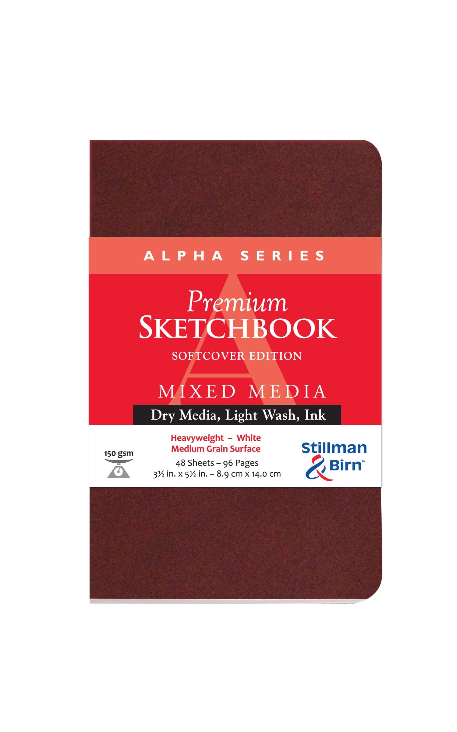 Cuaderno de bocetos de tapa blanda de la serie Alpha de Stillman & Birn, formato vertical de 3 x 5, papel blanco de 150 g/m²