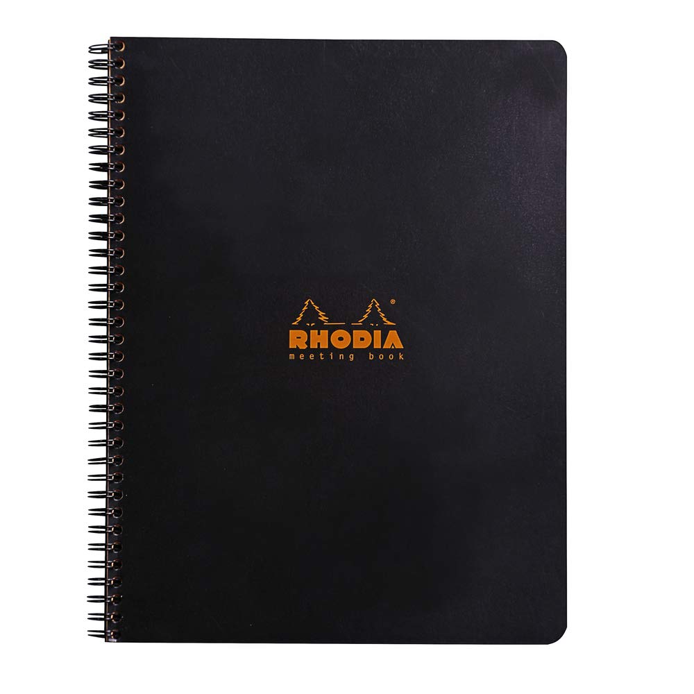 Cuaderno de reuniones Rhodia, papel de 80 g, rayado, 80 hojas, 9 x 11 3/4, tapa negra