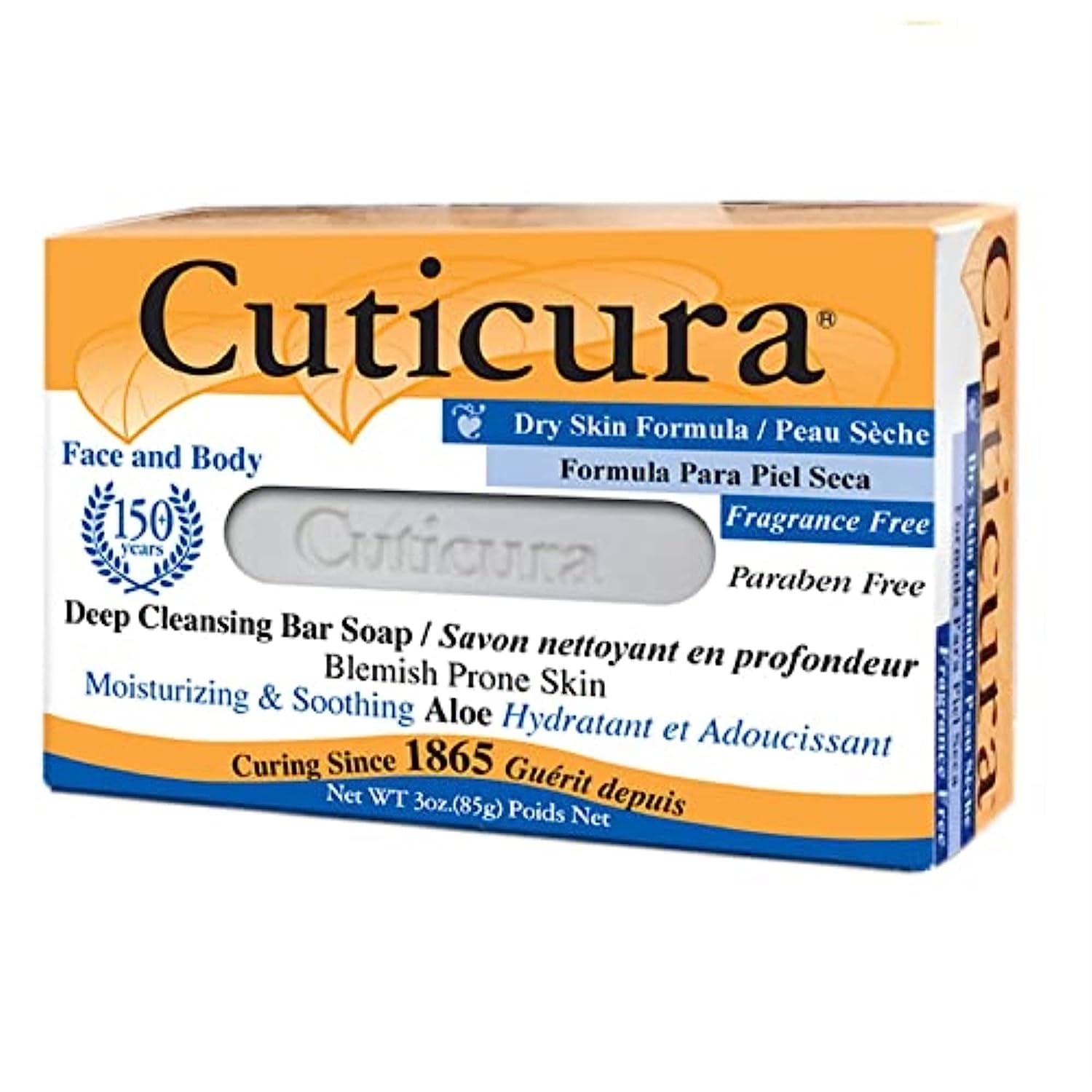 Cuticura Deep Cleansing Face and Body Soap - Dry Skin Formula for Blemish-Prone Skin 3 Oz