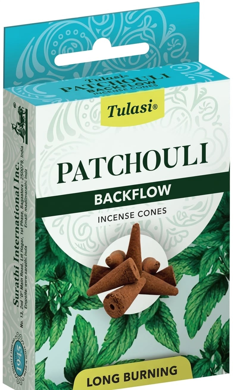 Tulasi Backflow Incense Cones, Patchouli - 10 Count Pack