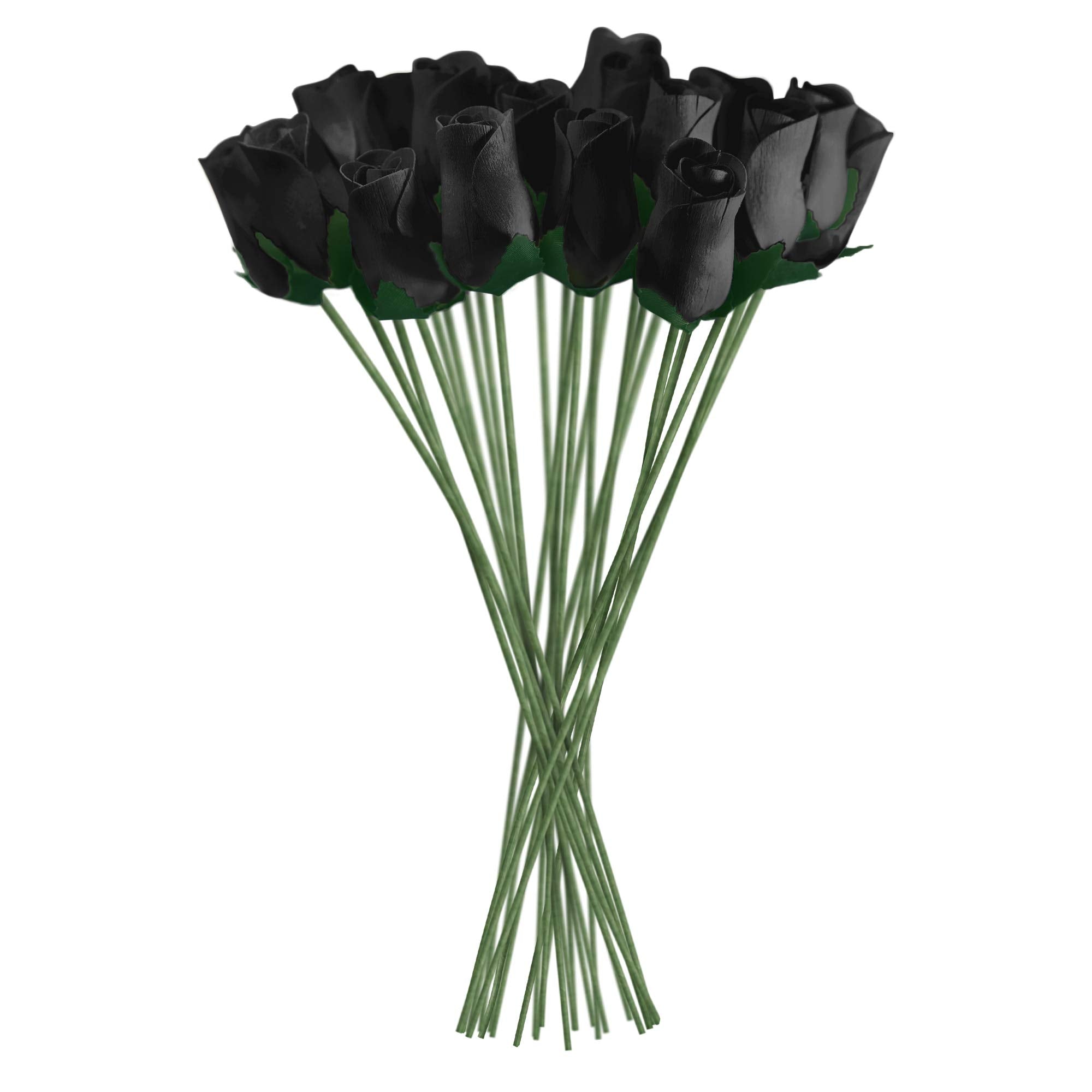 Rosas de madera realistas negras, 32 unidades