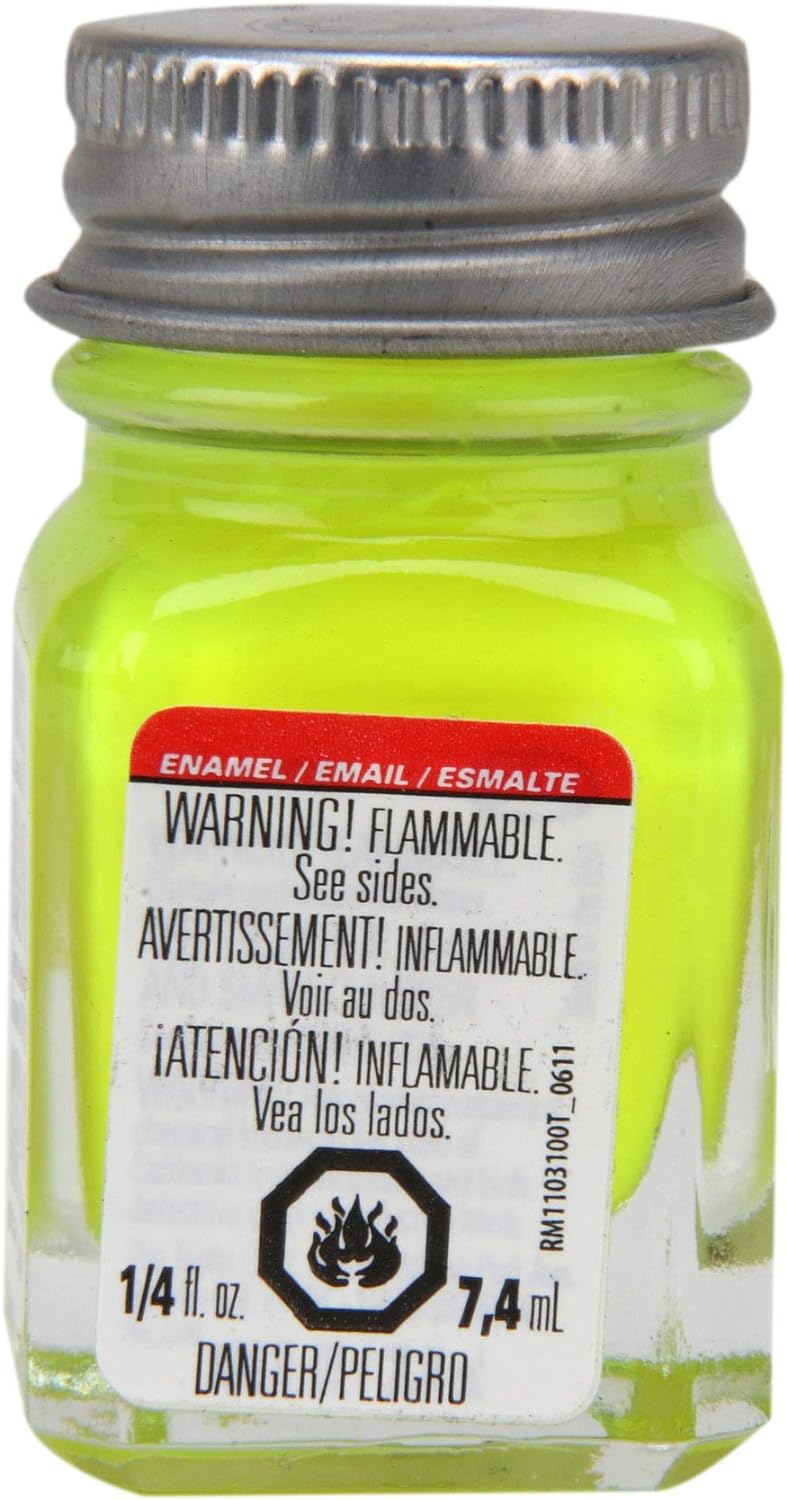 Pintura de esmalte Testors, fluorescente amarilla, botella de 1/4 oz