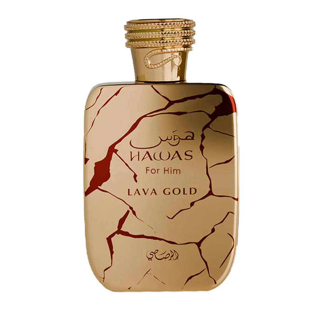 Rasasi Hawas Lava Gold Eau de Parfum, 3.38 Oz (100ml)
