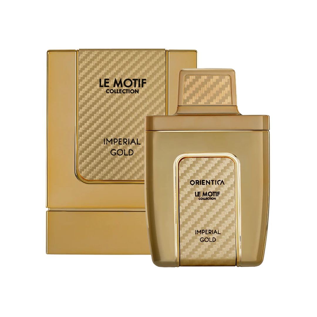 Orientica Le Motif Imperial Gold Eau de Parfum Men Woody Amber Aromatic Scent 2.9 oz Spray